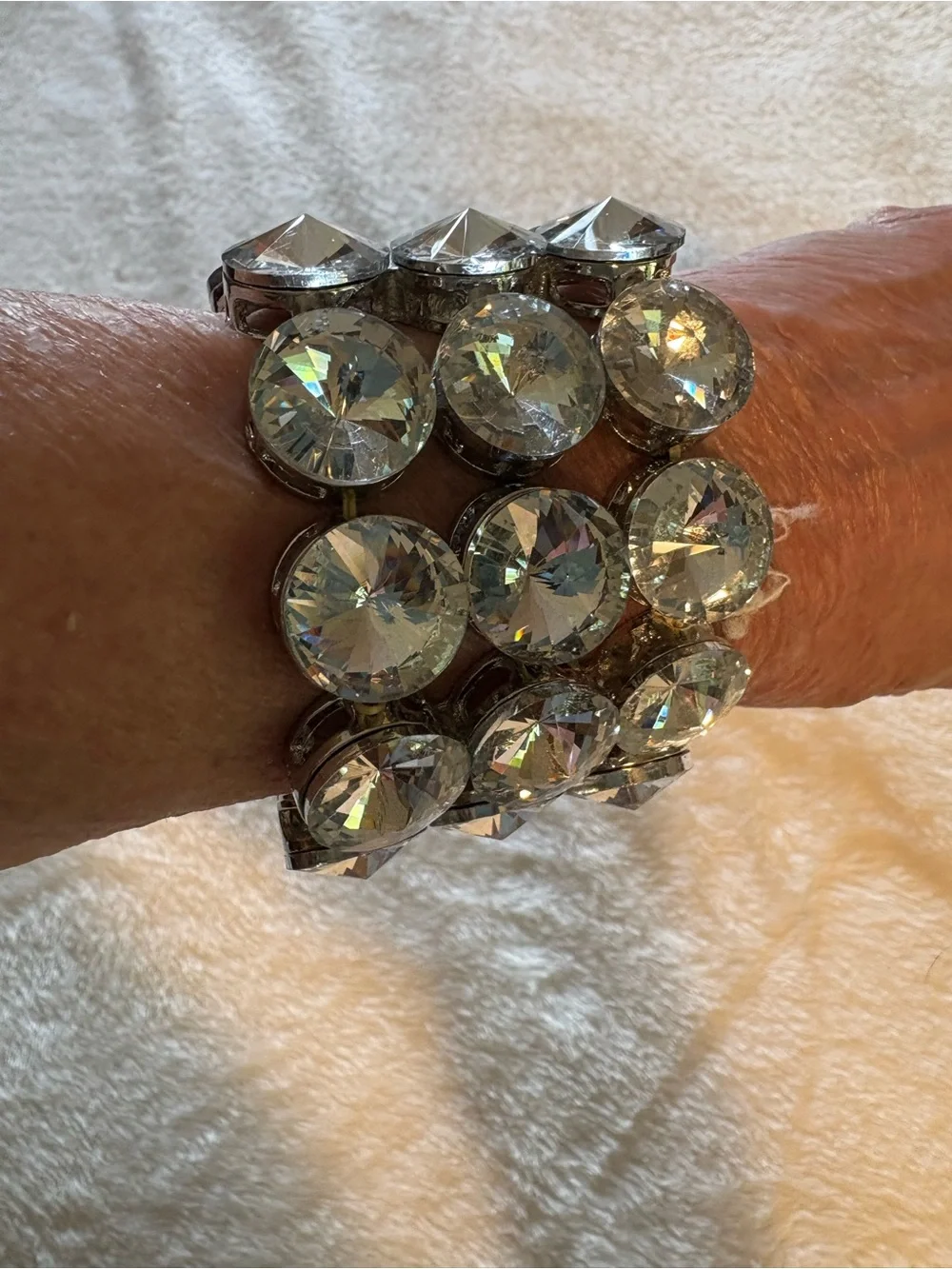 Crystal Rhinestone Stretch Bracelet - Clear Sparkle